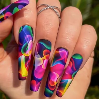 Rainbow Coffin Press-On Nails: 24pc Matte Acrylic Kit
