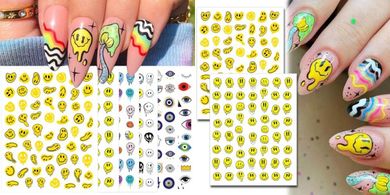 Smiling & Evil Eye 3D Nail Art Stickers: Summer Melt Designs
