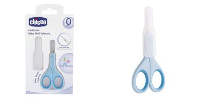 Chicco Baby Nail Scissors: Safe, curved blades, protective case.
