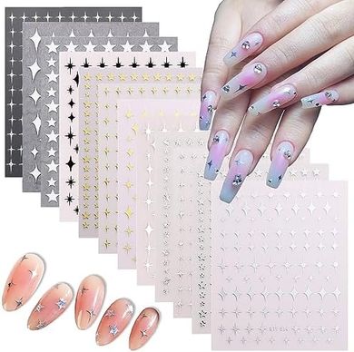 Metallic Star Nail Stickers: Holographic & Self-Adhesive
