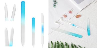 Crystal Glass Cuticle Pusher & Nail File Set (3-Piece)
