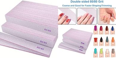 Professional Double-Sided 80/80 Grit Nail Files (50 Pack)
