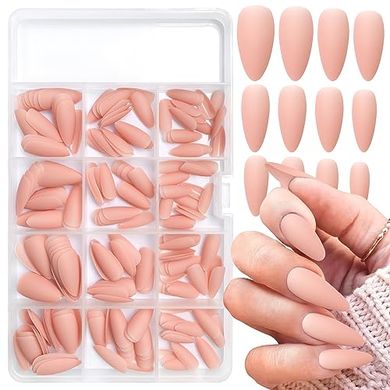 Matte Nude Pink Almond Press-On Nails Kit (240 pcs)
