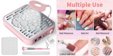 Pink Limegirl Nail Dust Collector with Filters & Brush
