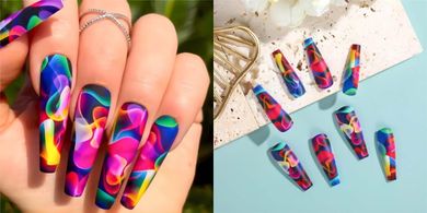 Rainbow Ripple Coffin Press-On Nails (24 pc)
