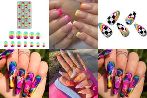 10 Stunning Rainbow False Nails