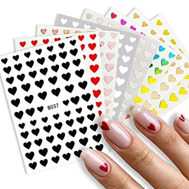 Heart Love Nail Art Stickers: 3D, Self-Adhesive, Star Decals
