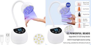 Portable Cordless UV LED Nail Lamp with Timer & LCD Display
