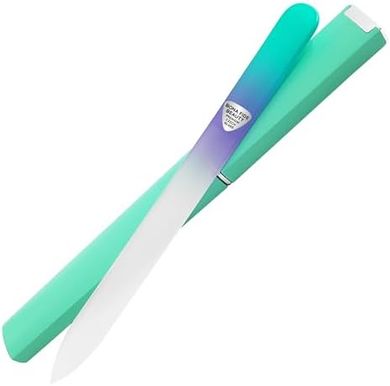 Czech Crystal Nail File & Case (Pastel Green/Violet)
