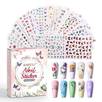 AIMEILI 3D Butterfly & Flower Nail Art Stickers
