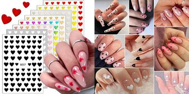 Heart Love Nail Stickers: 3D Self-Adhesive Nail Art Decorations
