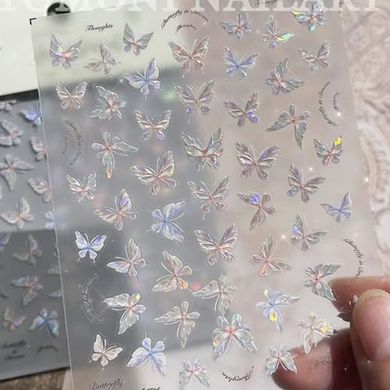 Aurora Butterfly Nail Decals: 3D Shining Stickers
