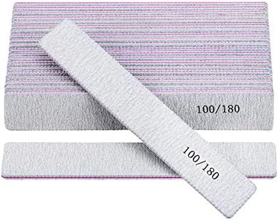 Professional Double-Sided Nail Files (25 Pack, 100/180 Grit)
