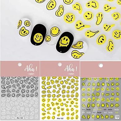 Twisted Smile Nail Art Stickers: Fun Abstract Decals (3 Sheets)
