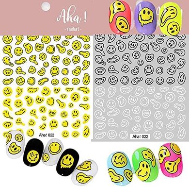 3D Smiling Face Nail Stickers: Yellow, Black, & White
