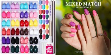 Teenitor Oval & Round Press-On Nails: 24 Colors, 576 Pcs, 12 Sizes
