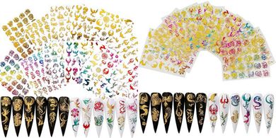 Nail Angel Dragon & Peacock Nail Art Stickers (Gold/Rainbow)
