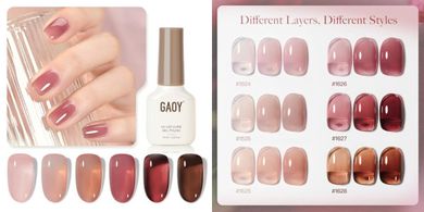 Rose Garden Sheer Gel Nail Polish Kit (6 Nude/Red/Pink/Brown)
