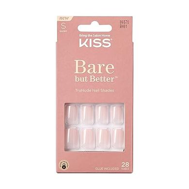 KISS Barely-There Nude Press-On Nails: Short Squoval, 28 Nails & Tools
