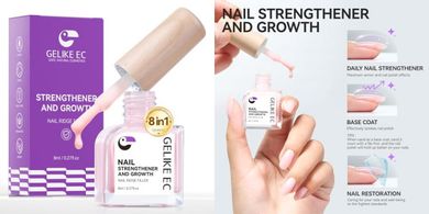 Gelike EC Nail Growth Treatment:  Pink Protein Hardener for Weak Nails
