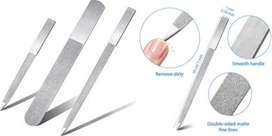 Diamond Nail File Set: Stainless Steel, Double-Sided, for Salon & Home
