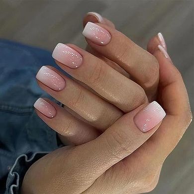 Glossy Ombre French Tip Press-on Nails for Women
