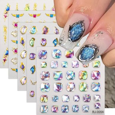 5D Gem Nail Art Stickers: Rhinestone Decals, Self-Adhesive, 5 Sheets
