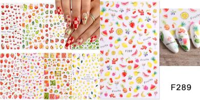 Summer Fruit Nail Art Stickers: Cherry, Watermelon, Lemon, Strawberry
