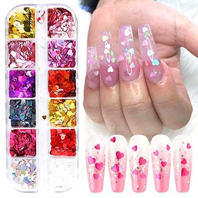 3D Glitter Heart Nail Art Stickers & Sequins
