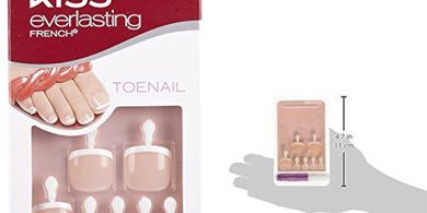 KISS Limitless French Toenails: Short Squoval, 24 Nails & Glue
