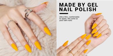 Matte Yellow-Orange Almond Press-On Nails (24pc Kit)
