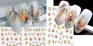 Autumn Maple Leaf Nail Decals: 6 Self-Adhesive 3D Stickers
