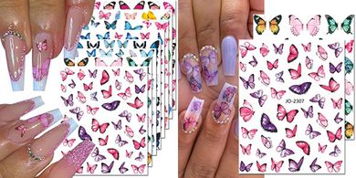 3D Butterfly Nail Stickers: Colorful, Self-Adhesive Decals for DIY Designs
