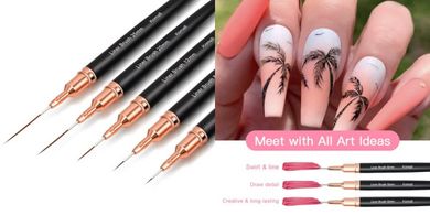 5-Piece Nail Art Liner Brush Set for Fine Detailing
