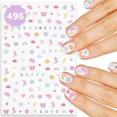 Rainbow Bachelorette & Birthday Nail Stickers (496)
