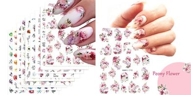 Baoximong 3D Floral Nail Art Stickers: Spring Daisies & Peonies
