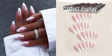 Glossy Chrome French Tip Press-on Nails (Almond, Medium)
