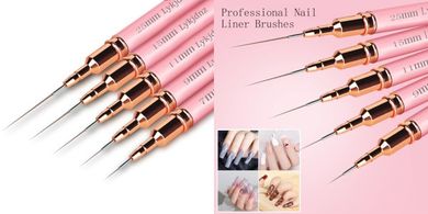 5-Piece Nail Art Liner Brush Set (7-25mm) for Fine Detailing
